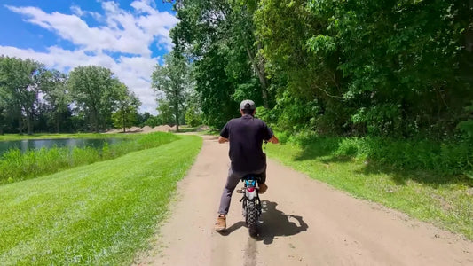 ZAWES S3 mini electric dirt bike on a legal off-road style trail