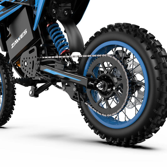 ZAWES S3 mid-drive electric dirt bike motor and rear wheel