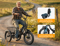 Qlife Triker 2.0 Folding Electric Trike | 1200W Peak | 48V 10.4Ah