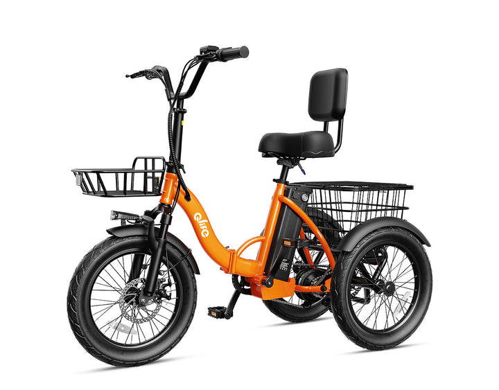 Qlife Triker 2.0 folding electric trike - Orange, Standard